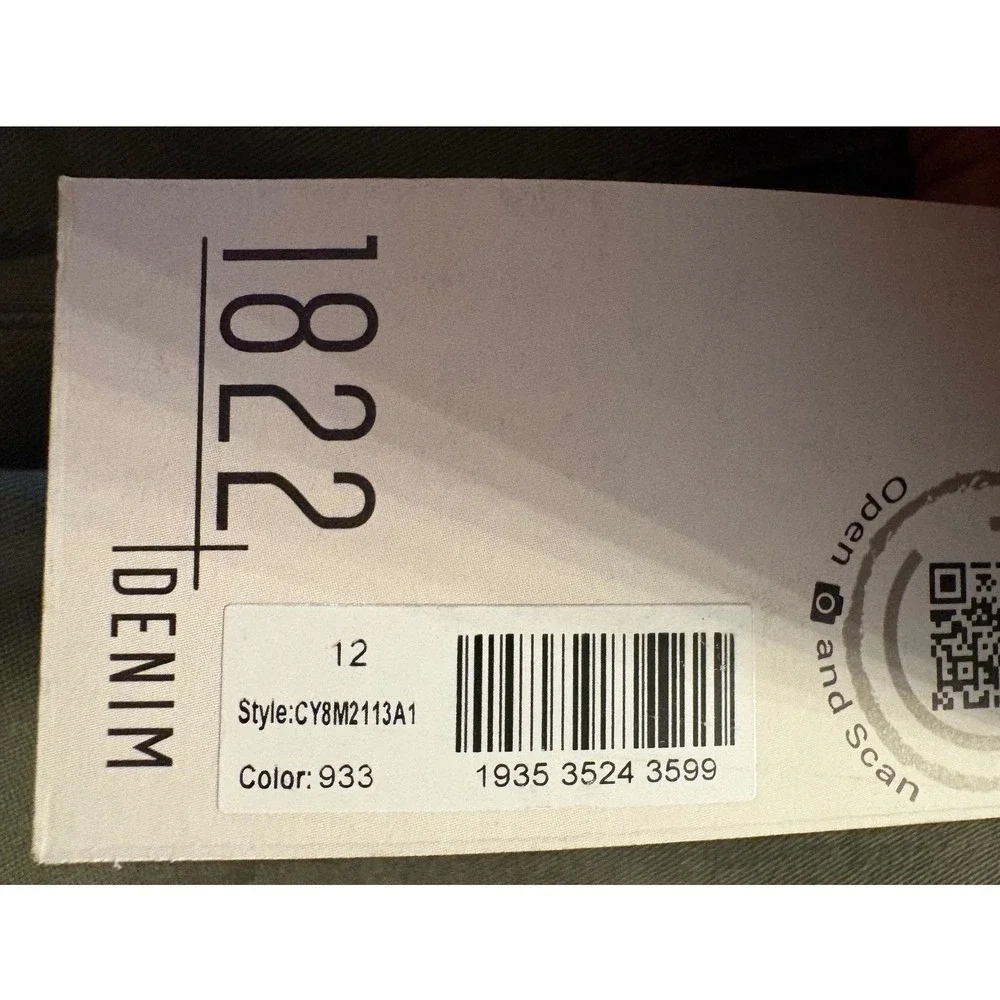 1822 Denim NWT Olive Green Utility Cargo Pants High Tech Stretch‎ Size 12